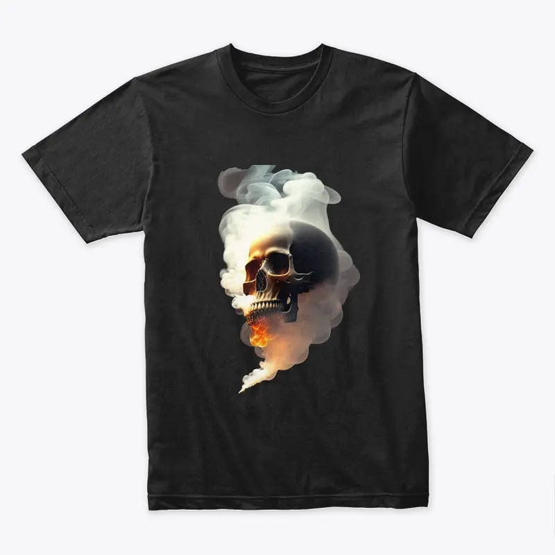 skullwith smoke running out t-shirt