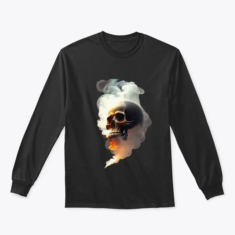 skullwith smoke running out t-shirt