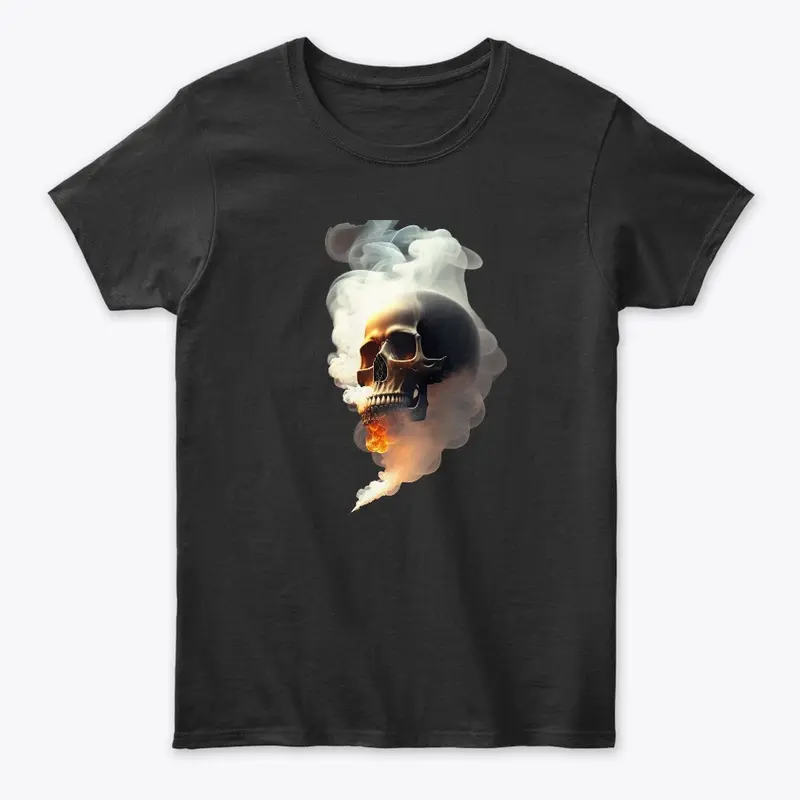 skullwith smoke running out t-shirt