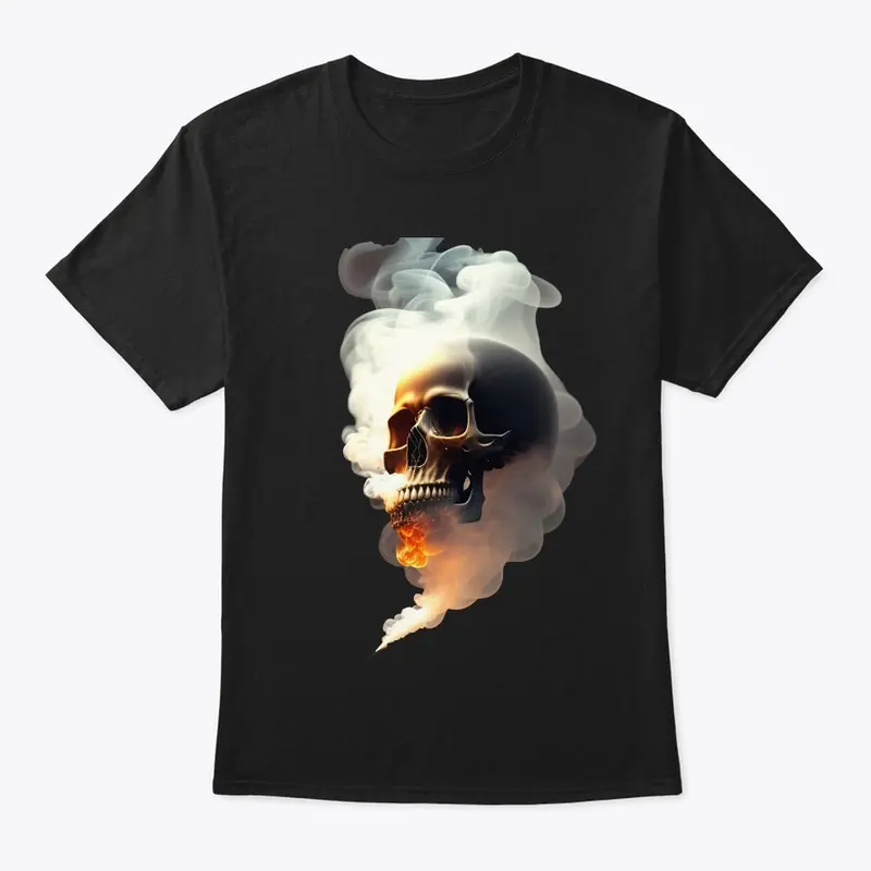 skullwith smoke running out t-shirt