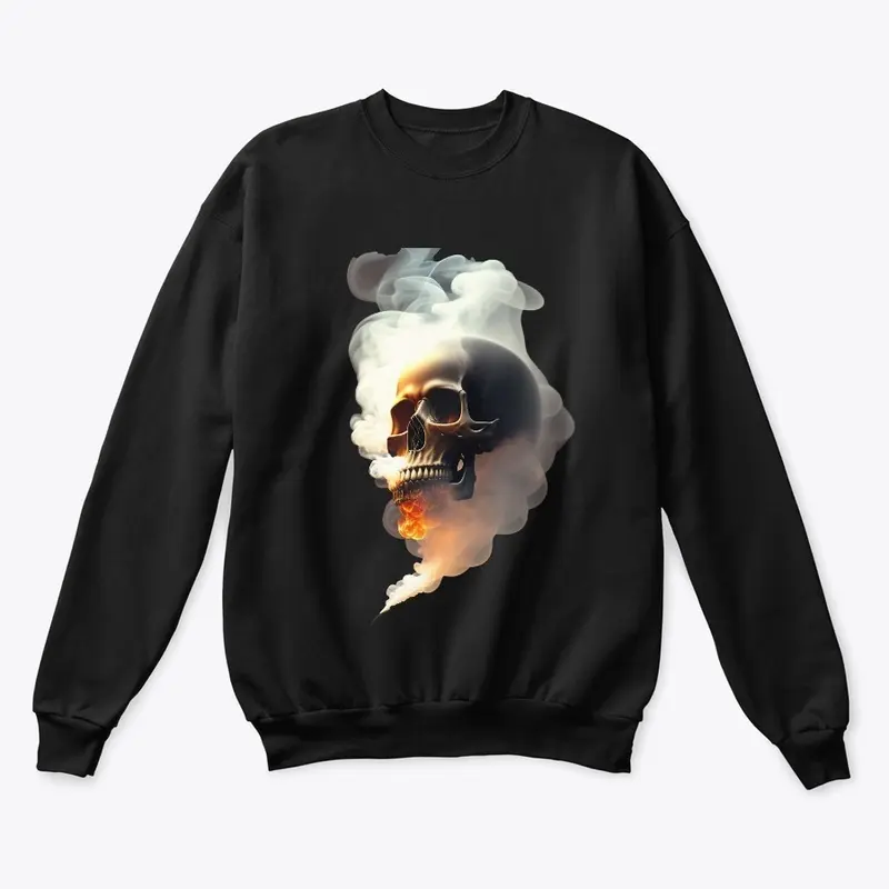 skullwith smoke running out t-shirt