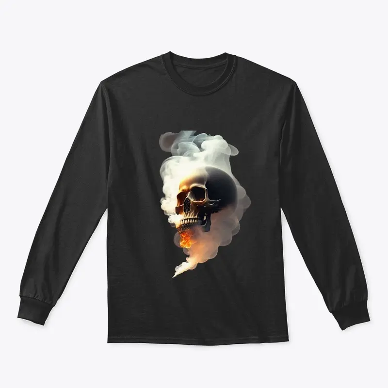 skullwith smoke running out t-shirt