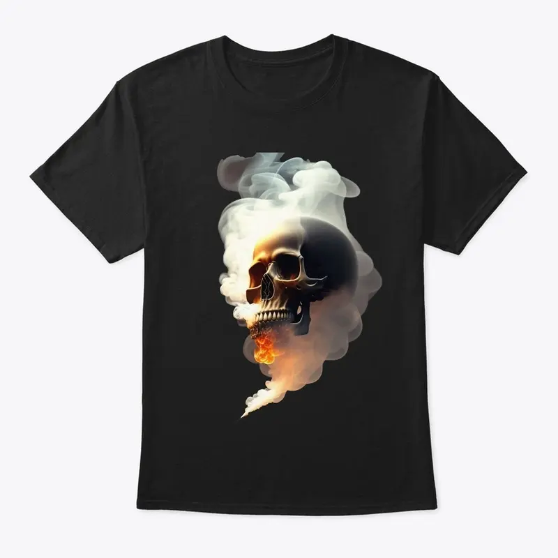 skullwith smoke running out t-shirt